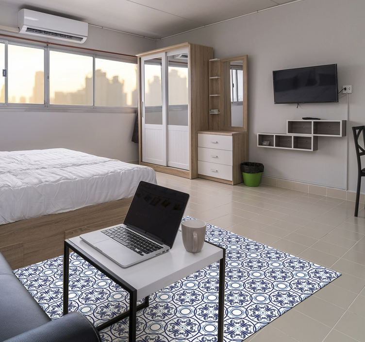 Tapis vinyle carreaux de ciment bleu clair - TenStickers