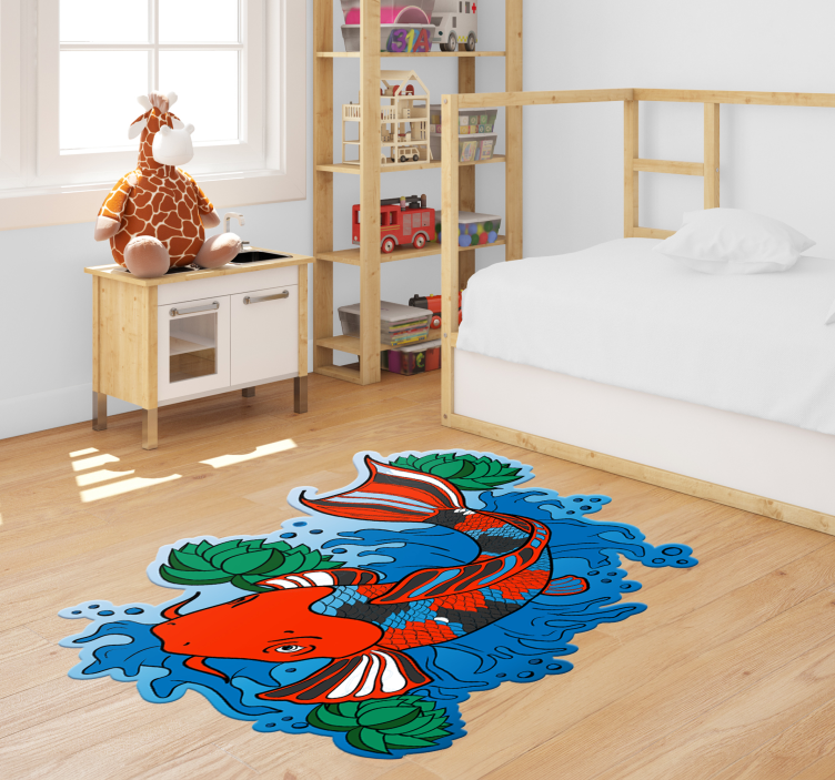 Tapis vinyle animal illustration de poisson koi coloré - TenStickers
