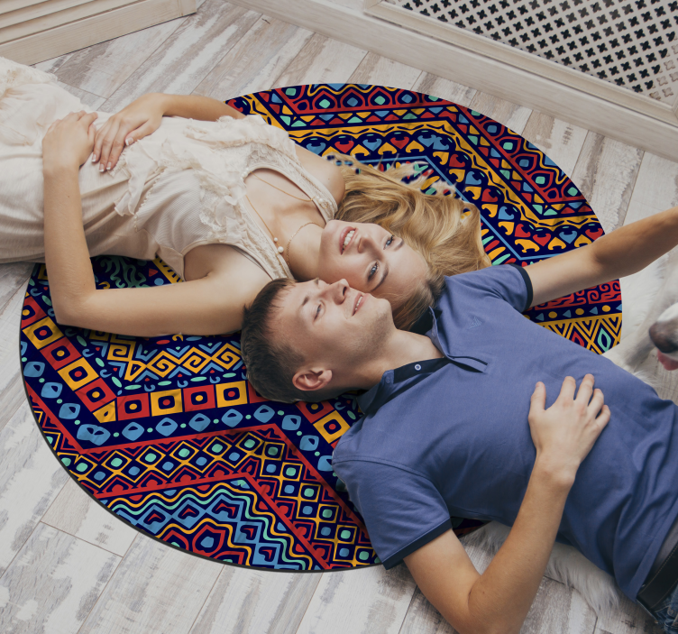 Tapis ethnique en vinyle à adhesif decos arrondis - TenStickers