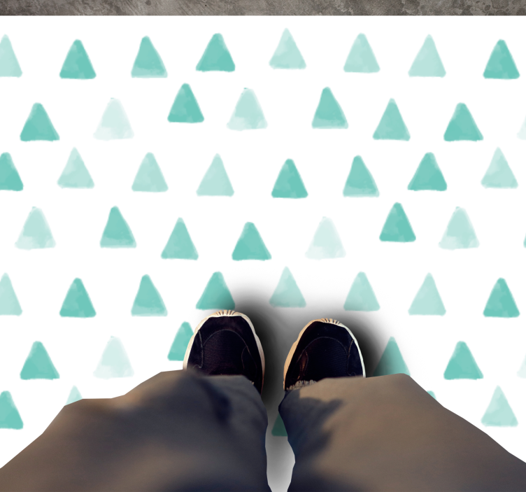 Tapis vinyle geometrique Triangles aquarelles à rayures bleues - TenStickers