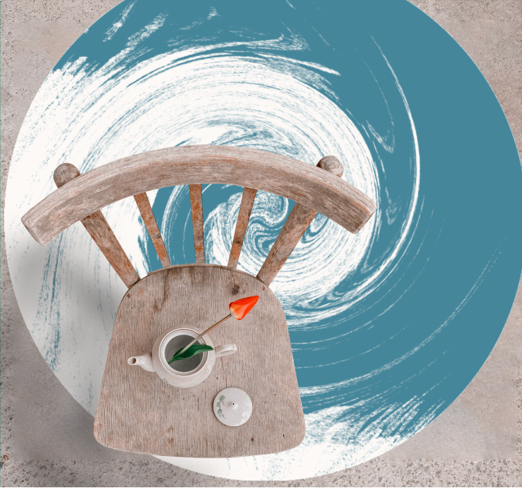 Tapis vinyle rond résumé bleu tourbillonnant - TenStickers