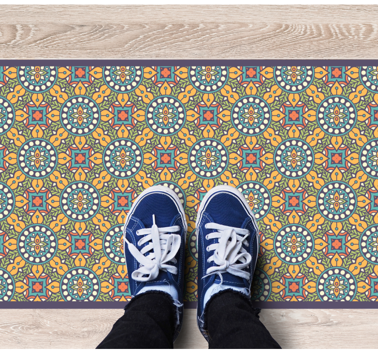 Tapis mosaique vinyle composition jaune colorée - TenStickers