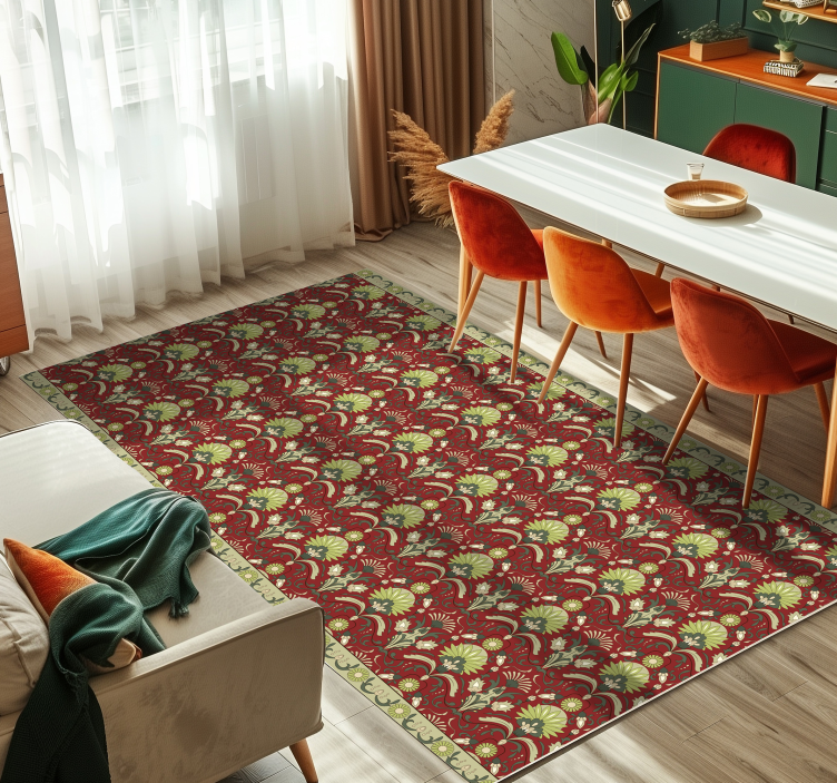 Tapis vinyle salle a manger design vert traditionnel - TenStickers