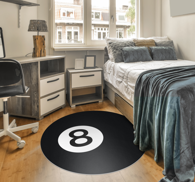 Tapis vinyle rond boule de billard numéro 8 - TenStickers