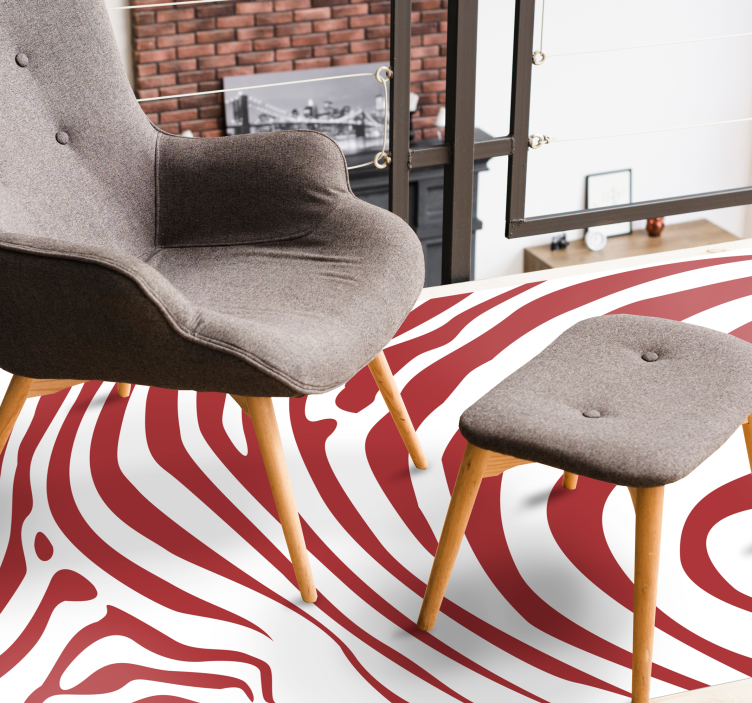 tapis vinyle salon Rayures zébrées rouges - TenStickers
