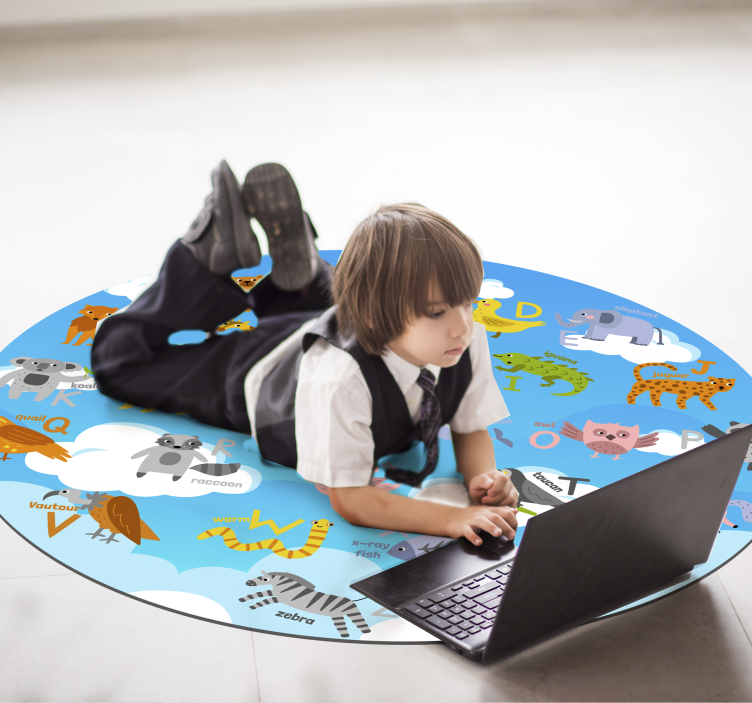 Tapis rond en vinyle alphabet anglais - TenStickers