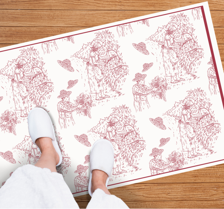 Tapis rétro motif de toile de scène pastorale - TenStickers