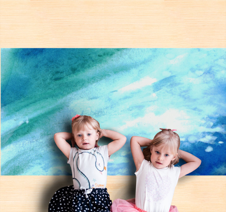 Tapis vinyle motif Aquarelle bleu foncé et bleu clair - TenStickers