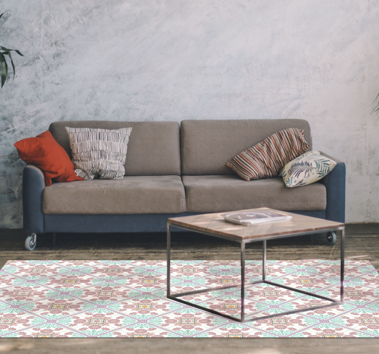 Tapis vinyle carreaux Carreaux de mandala rose - TenStickers