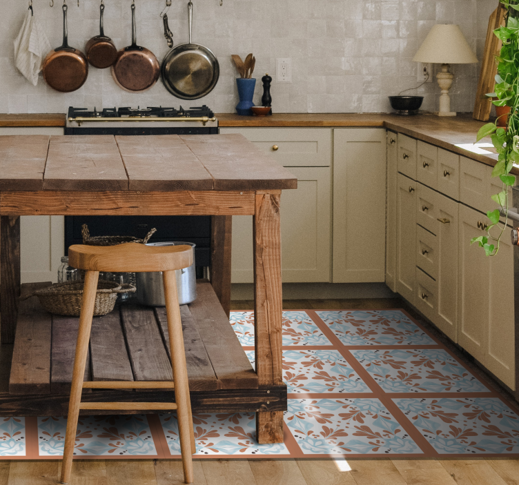 Tapis vinyle carreaux de ciment fleurs méditerranéennes - TenStickers