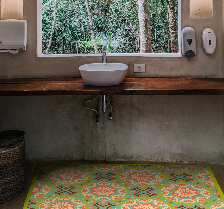 tapis vinyle mosaique Carré vert persa - TenStickers