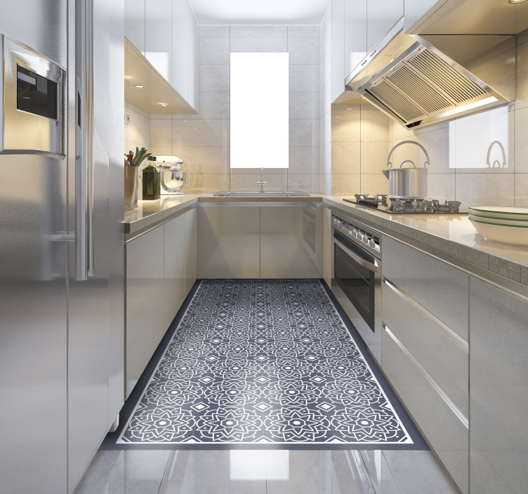 Tapis vinyle bleu foncé avec motifs ethniques - TenStickers