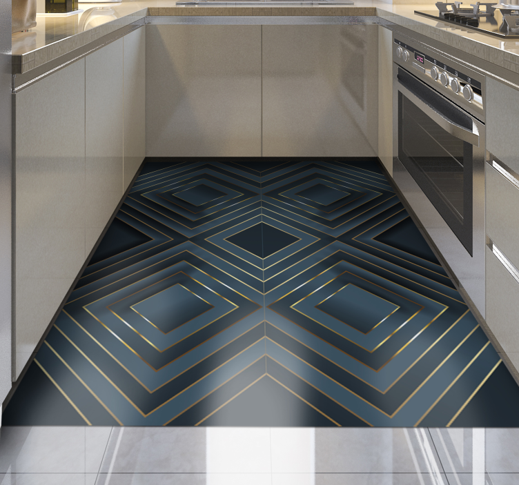 Tapis vinyle formes géométriques Mosaïque bleue - TenStickers