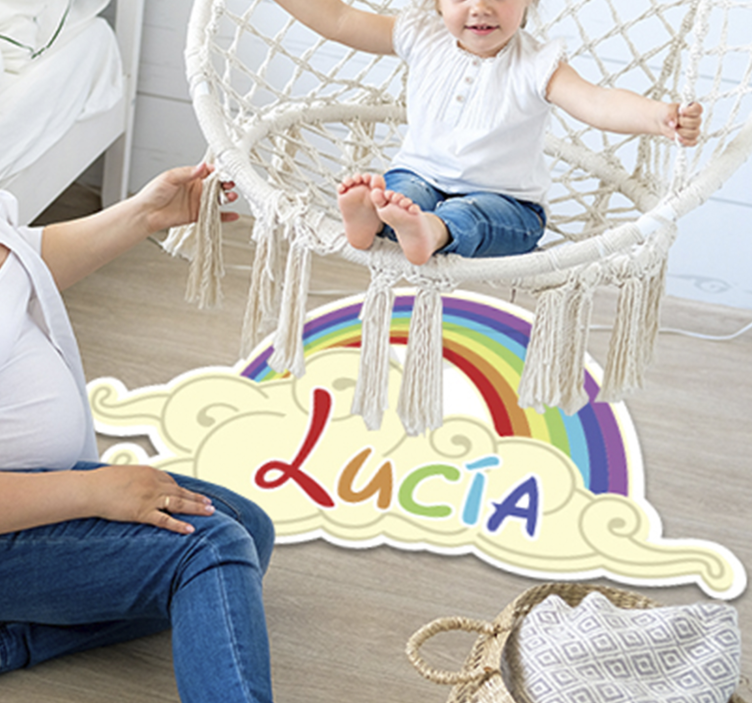 Tapis vinyle enfant arc-en-ciel personnalisable - TenStickers