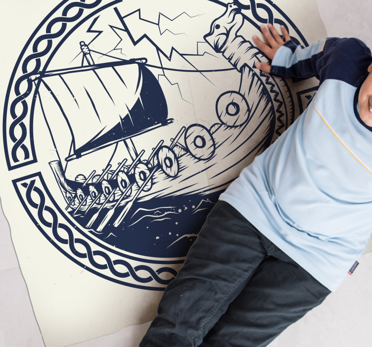 Tapis vinyle pour enfants Navires vikings - TenStickers