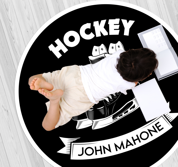Tapis vinyle avec nom Patin de hockey sur glace - TenStickers