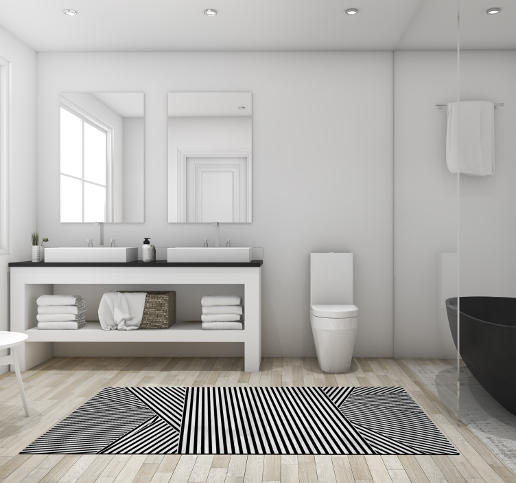 Tapis vinyle rayures noires et blanches - TenStickers