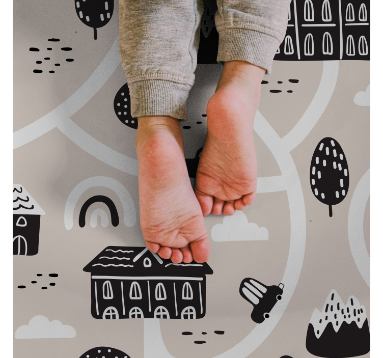 tapis vinyle de rue Routes en noir et blanc - TenStickers