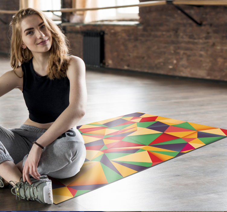 Tapis vinyle style triangle coloré - TenStickers