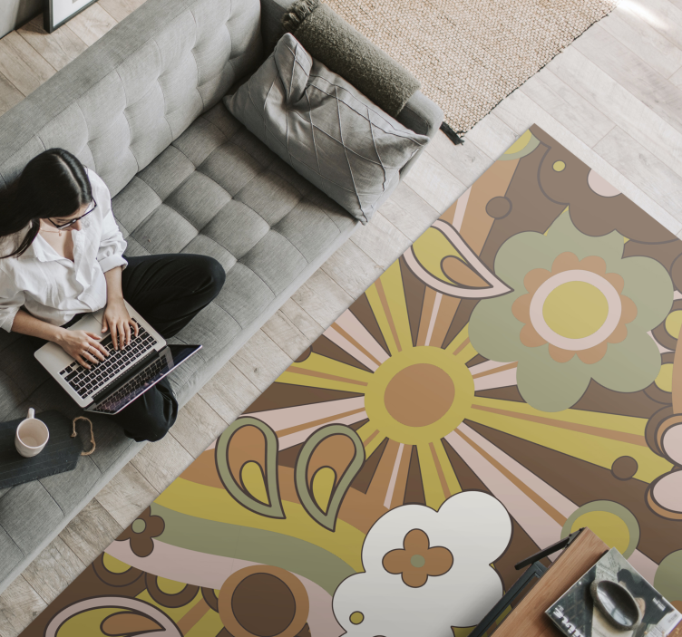 Tapis vinyle retro Fleurs des années 70 - TenStickers