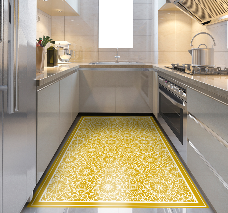 Tapis vinyle rétro Jaune de forme vintage - TenStickers