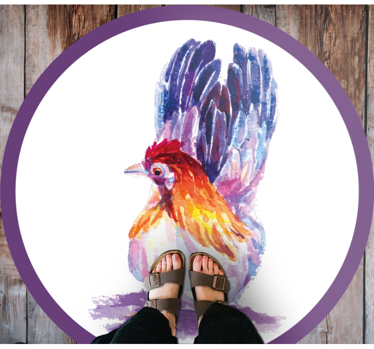 Tapis vinyle animal coq poulet coloré - TenStickers