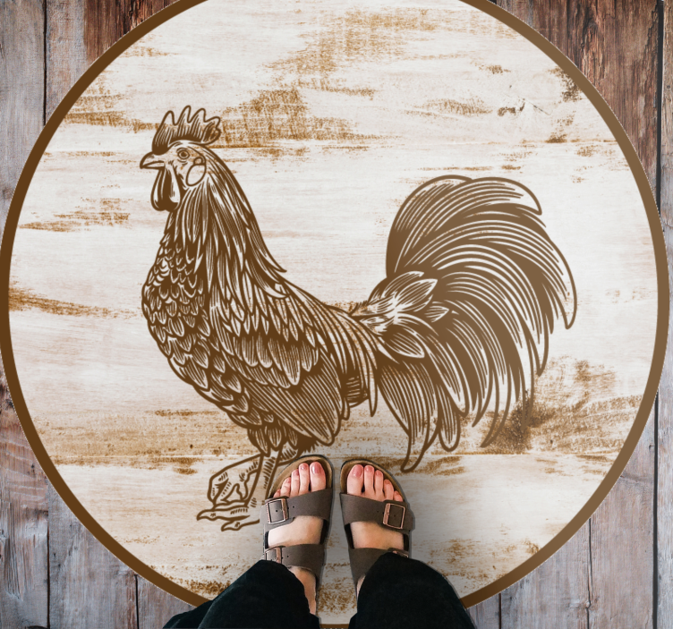 Tapis vinyle animal illustration de coq vintage - TenStickers