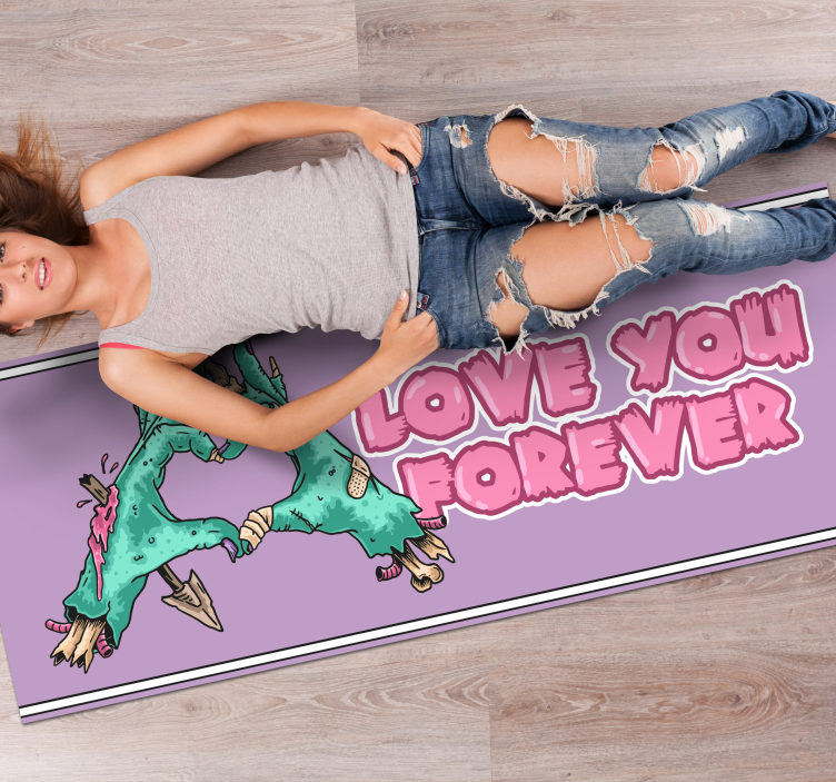 Tapis vinyle animal scène de dinosaure affectueuse - TenStickers
