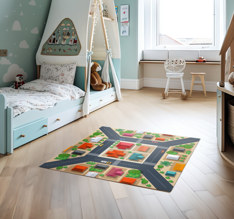 Tapis vinyle route paysage urbain - TenStickers