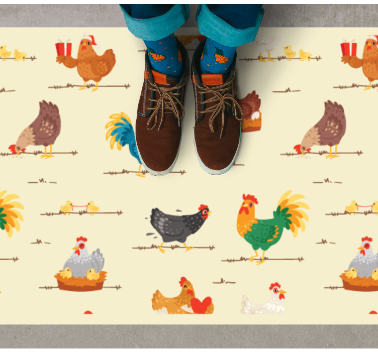 Tapis vinyle animal motifs de poulet colorés - TenStickers