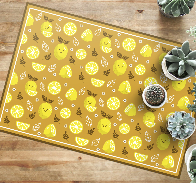 Tapis vinyle cuisine tranche de citron joyeuse - TenStickers