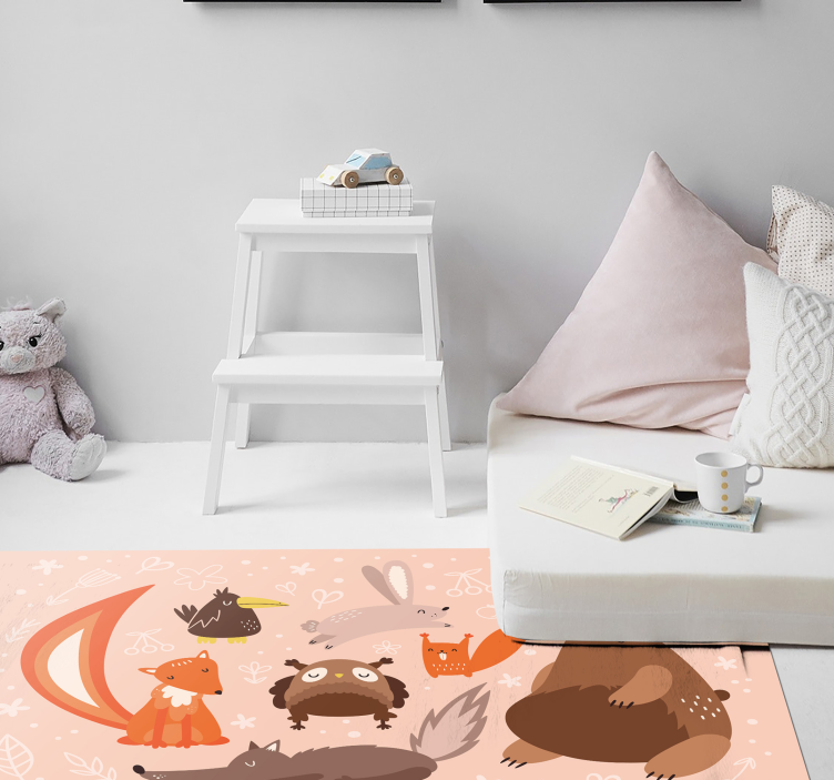 Tapis vinyle bébé adorables compagnons animaux - TenStickers