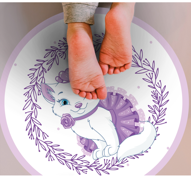 Tapis vinyle bébé chaton floral violet - TenStickers