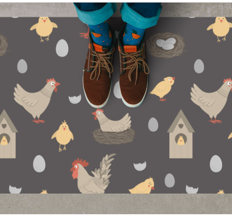 Tapis vinyle bébé modèle de poules et de nids - TenStickers
