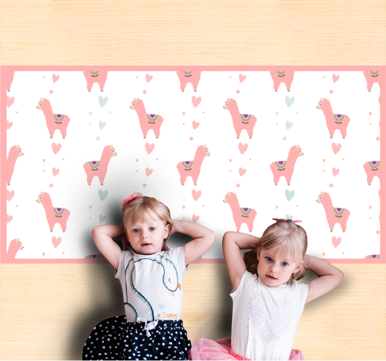 Tapis vinyle bébé motif d'amour de lama - TenStickers