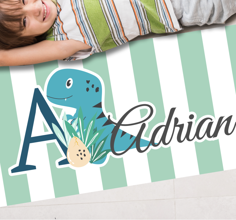 Tapis vinyle bébé rex avec initiale et prénom - TenStickers