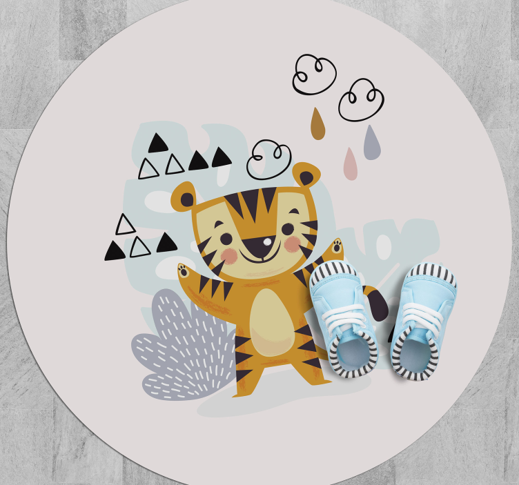 Tapis vinyle bébé tigre joyeux - TenStickers