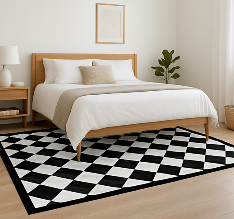 Tapis vinyle carré carrés noirs diagonaux - TenStickers