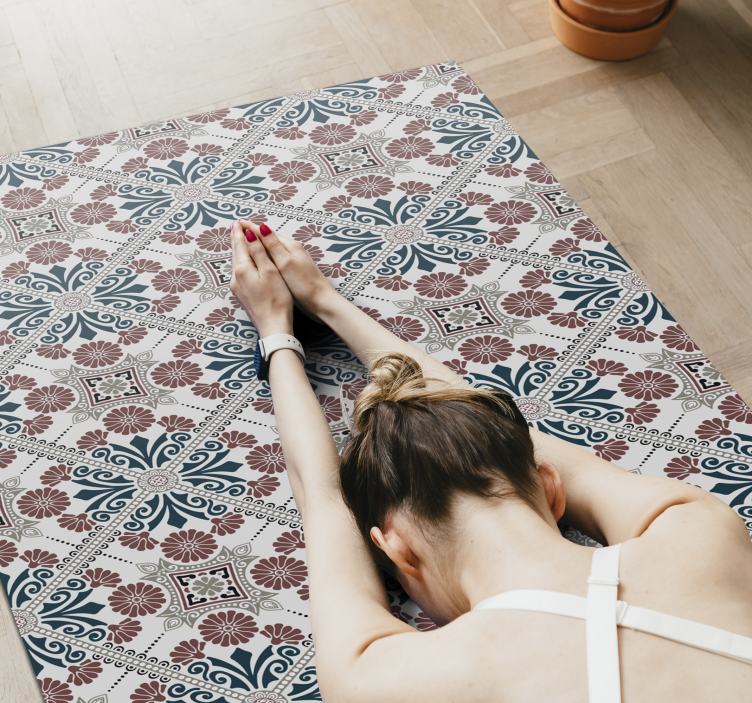 Tapis vinyle carreaux de ciment arrangement botanique - TenStickers