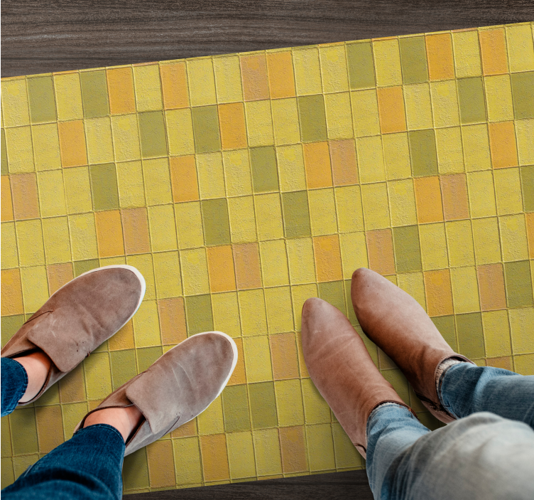 Tapis vinyle carreaux de ciment arrangement mosaïque jaune - TenStickers