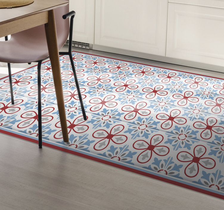 Tapis vinyle carreaux de ciment inspiration florale - TenStickers
