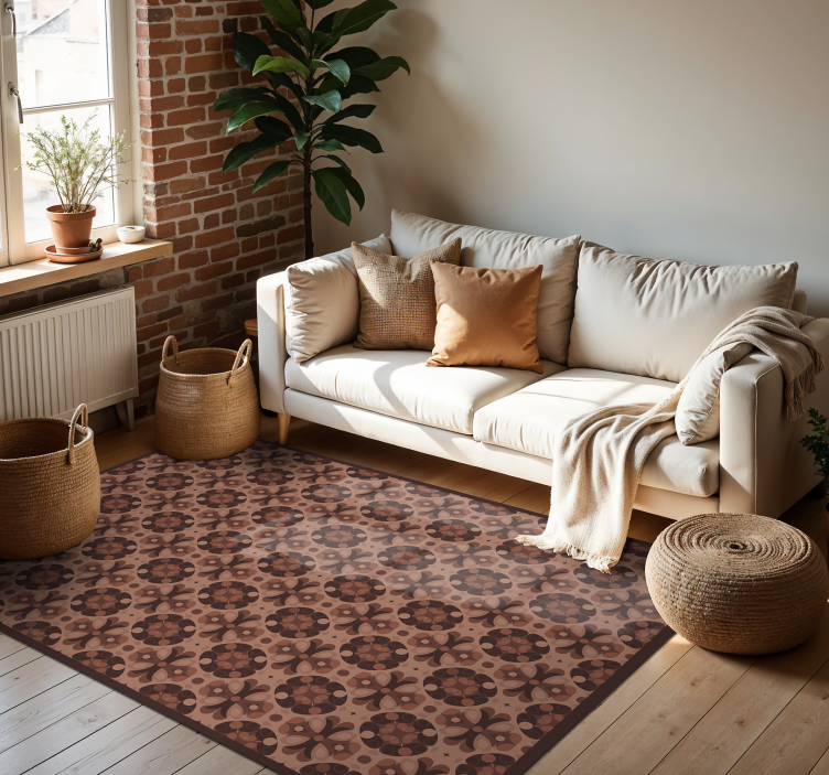 Tapis vinyle carreaux de ciment mocha mousse - TenStickers