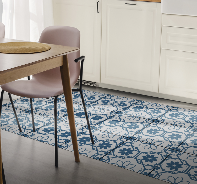 Tapis vinyle carreaux de ciment mosaïque florale - TenStickers