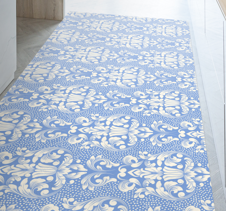 Tapis vinyle carreaux de ciment motif bleu baroque - TenStickers
