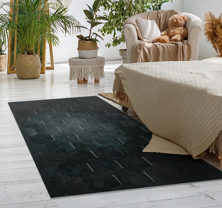 Tapis vinyle carreaux de ciment motif hexagonal - TenStickers
