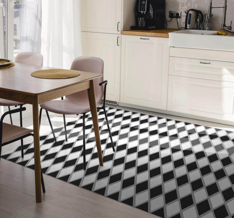 Tapis vinyle cuisine motif à carreaux en losange - TenStickers