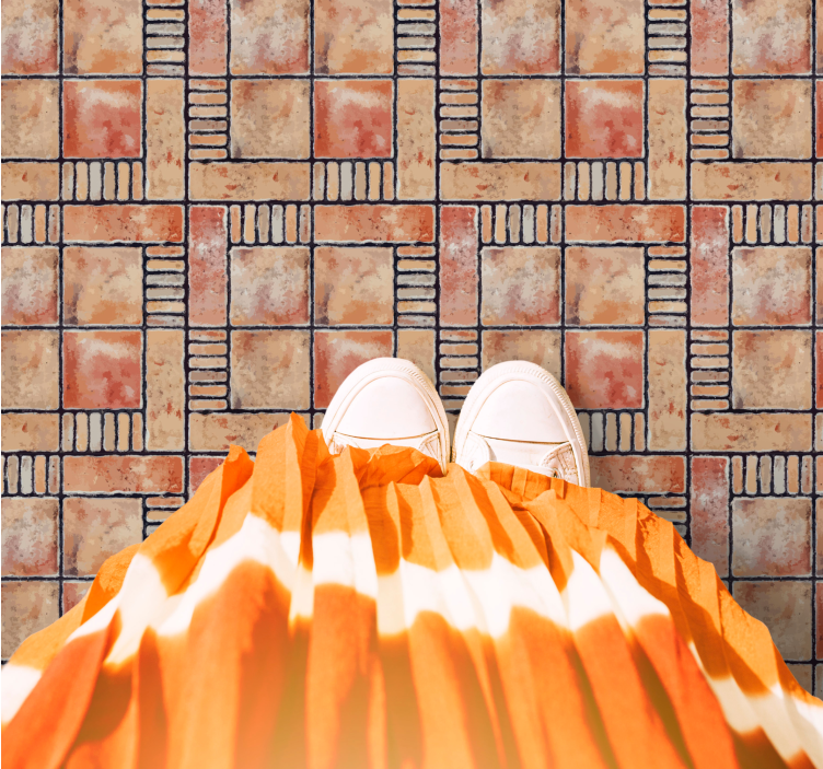 Tapis vinyle carreaux de ciment motifs hachurés - TenStickers