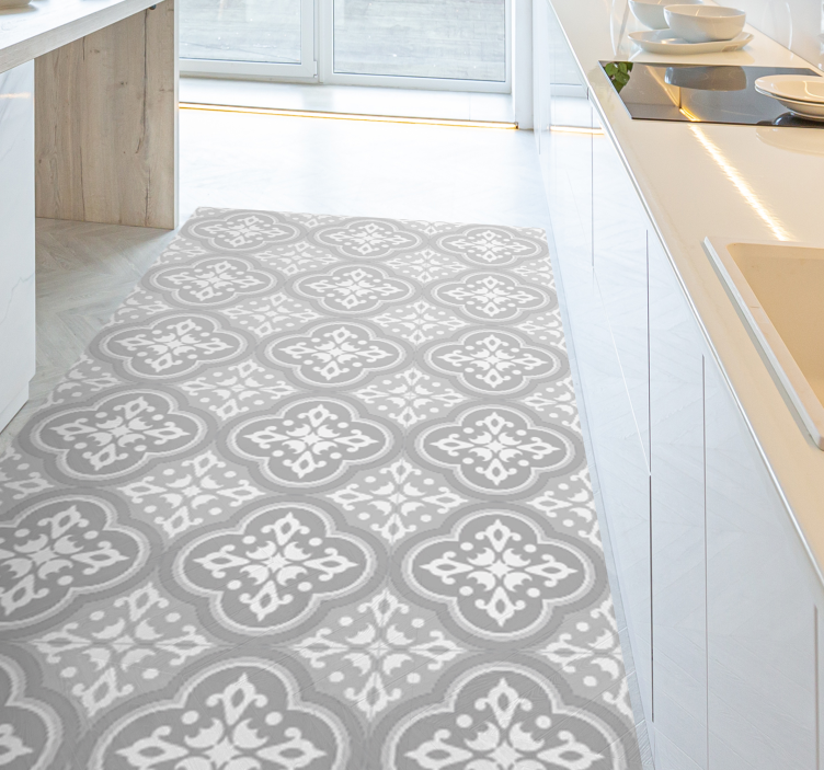 Tapis vinyle carreaux de ciment symétrie à motifs - TenStickers