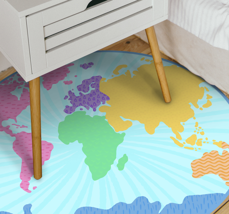 Tapis vinyle carte du monde cercle de carte coloré - TenStickers