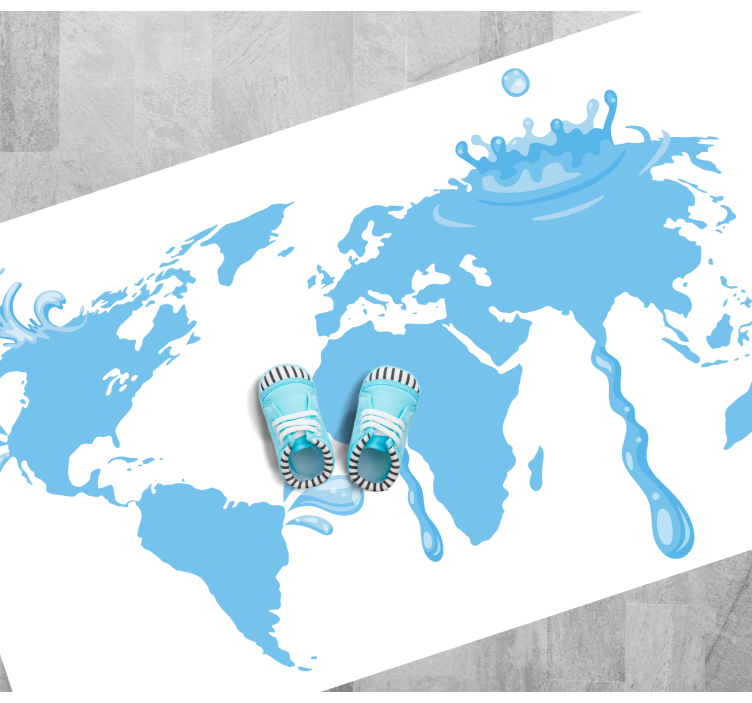 Tapis vinyle carte du monde conception d'eau bleue - TenStickers